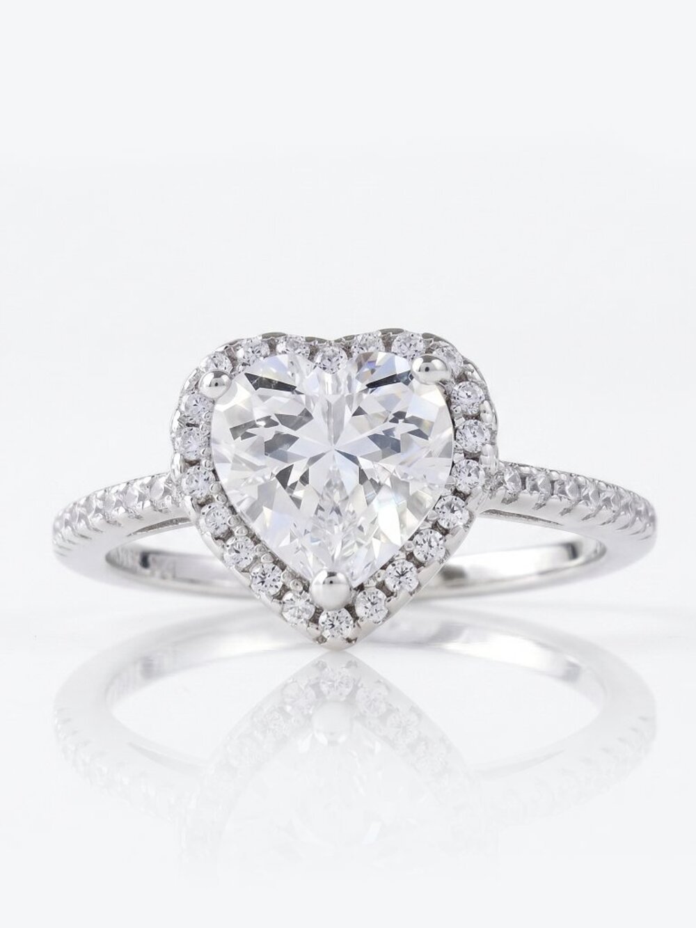 Elegant Heart Halo Ring, 925 Sterling Silver, Size Valentines Gift Charmed Aroma